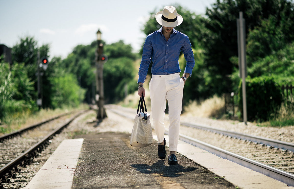 Fine grade men’s authentic Panama hat, displaying immaculate toquilla straw craftsmanship for Royal Ascot, Henley, and summer events.