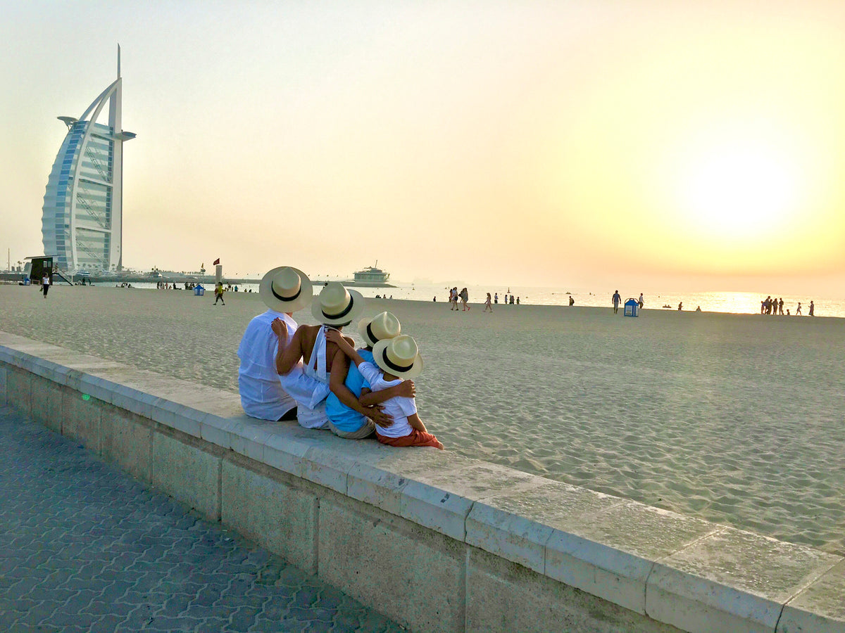 Children handwoven Montecristi Panama hat fedora in soft natural toquilla straw offering UPF 50+ sun protection for kids