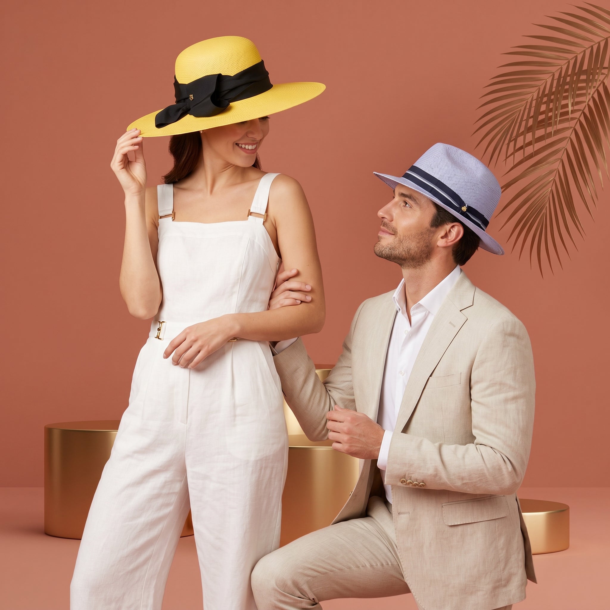 Haute couture Montecristi Panama hat handwoven in extra fine toquilla straw with bespoke luxury millinery trimming by Marchesi di Montecristi UK